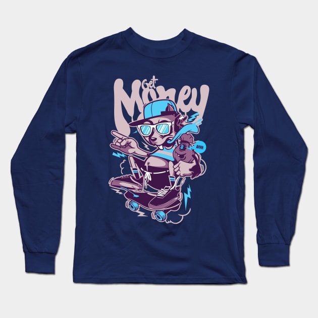 Skating Big Mouse Long Sleeve T-Shirt by mertkaratay